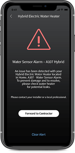 alert on app sensing water