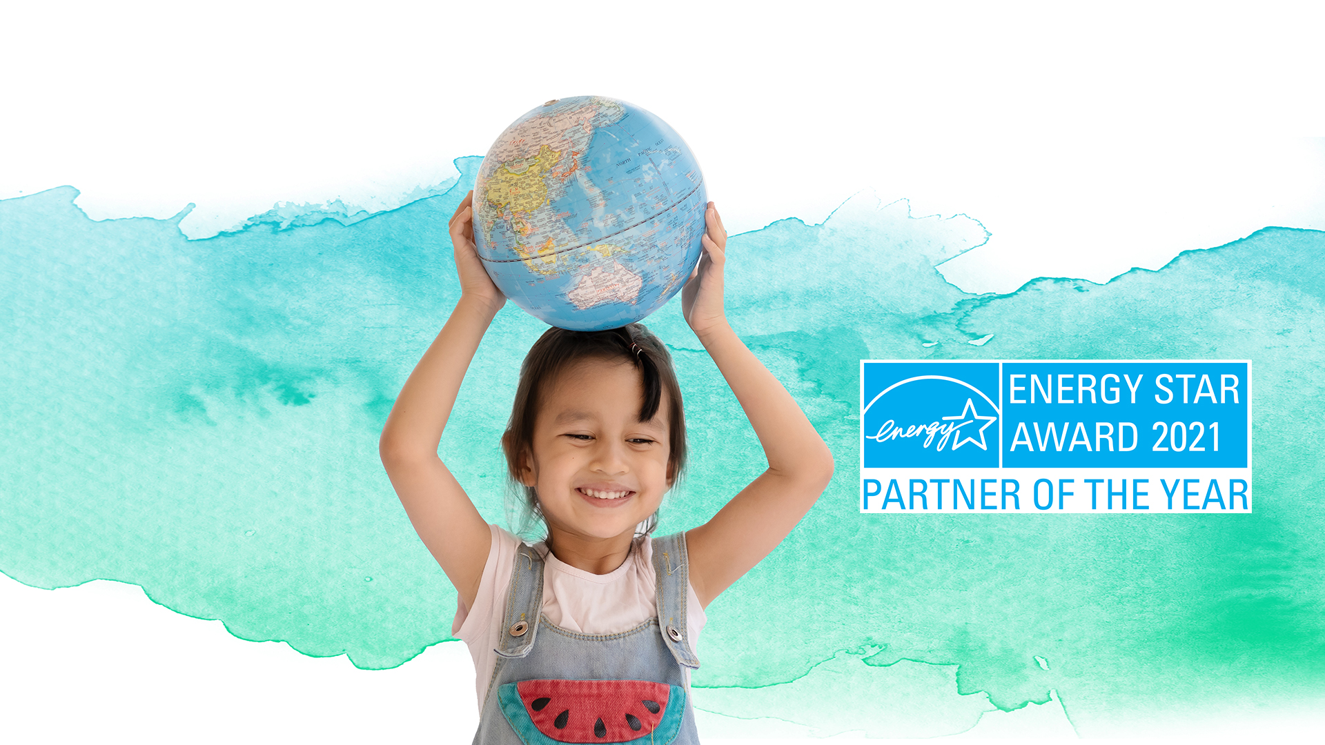 Earth day image with girl holding globe