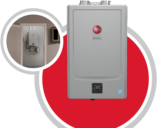 tankless water heater with tankless water heater installed in closet