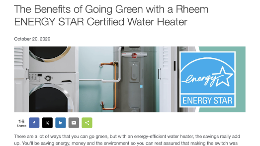 The Benefits of Going Green With a Rheem Water Heater