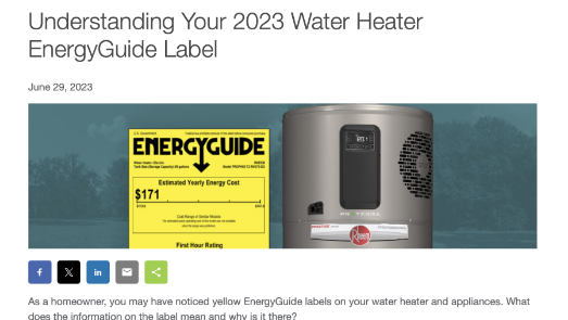 Understanding Your 2023 Water Heater EnergyGuide Label Blog